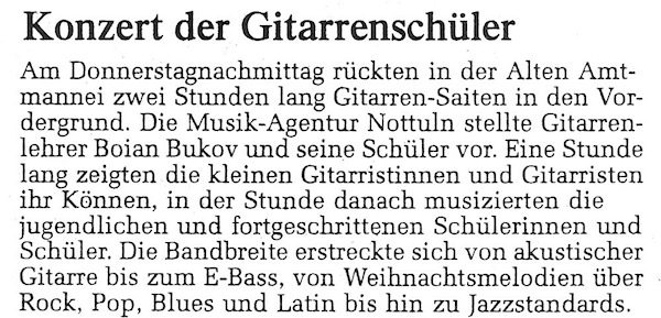 Press about Guitar School One